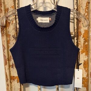 Honor The Gift Navy Blue Women's Cropped Sweater Tank Size Small